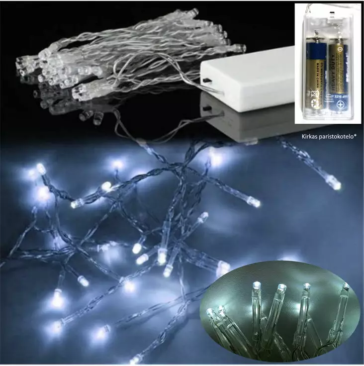 SISÄVALOSARJA 20xLED Kylmä valkoinen paristokäyttöinen - Valosarjat paristokäyttöiset - 6438159117876 - 1