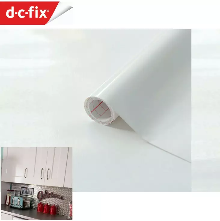SISUSTUSKALVO D-C-Fix 346-0011 200x45cm Kiiltävä valkoinen kontaktimuovi - Sisustuskalvot - 4007386039996 - 1
