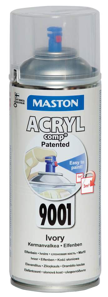 SPRAYMAALI KERMANVALKEA ACRYLCOMP 9001 400ml MASTON - Spraymaalit - 6412490023096 - 1