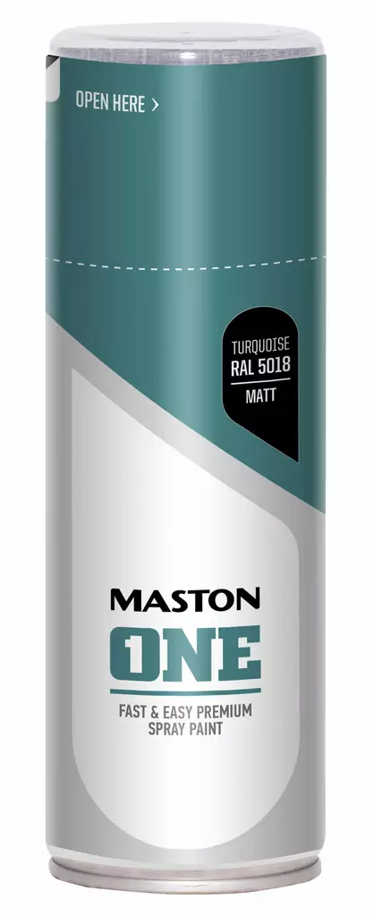 SPRAYMAALI ONE TURKOOSI RAL5018 400ml MASTON ACRYLCOMP MATTA - Spraymaalit - 6412490045456 - 1
