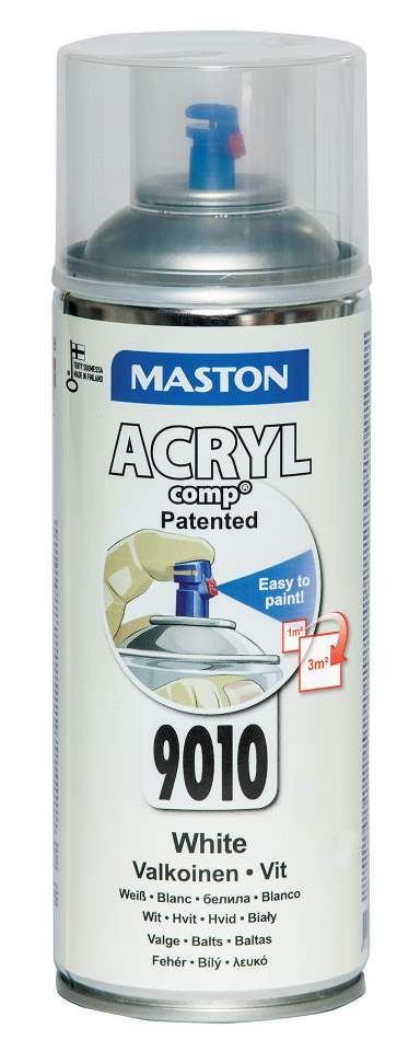 SPRAYMAALI VALKOINEN ACRYLCOMP 9010 400ml MASTON - Spraymaalit - 6412490023126 - 1