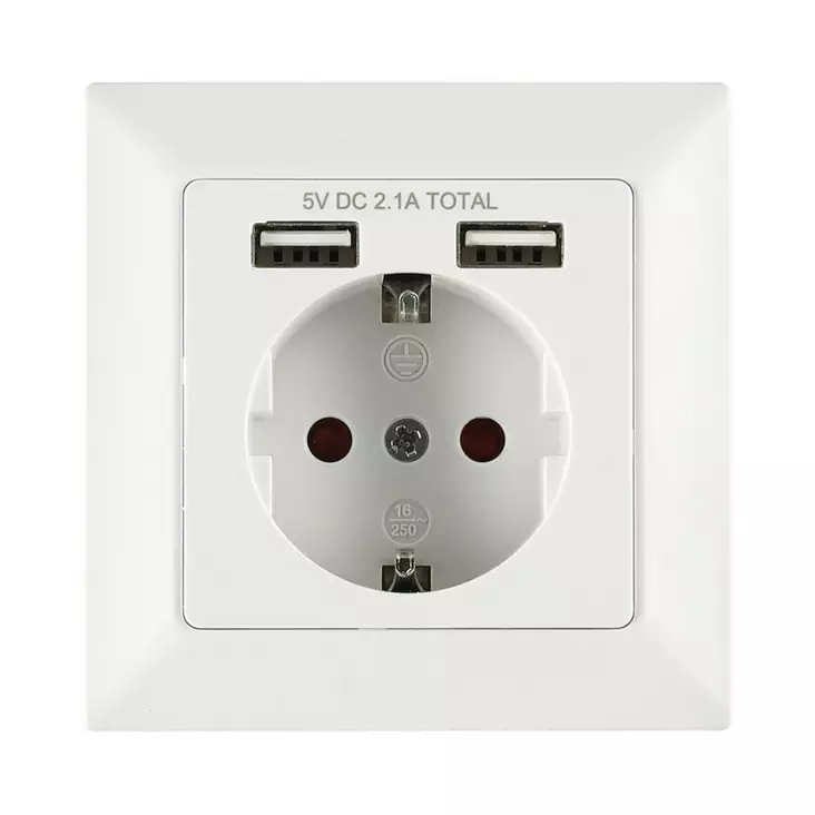 Tarmo Pistorasia 2 x USB + schuko - Pistorasiat, haaroittimet ja kytkimet - 6410413209176 - 1