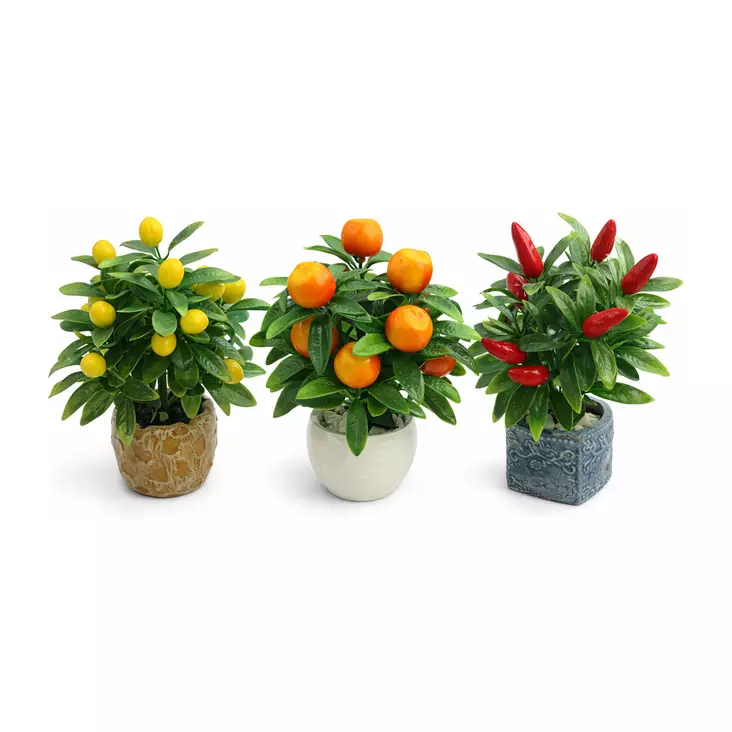 Tekokukka sitrukset ja chili keraamisess - Tekokasvit ja muovikukat - 6438159393416 - 1