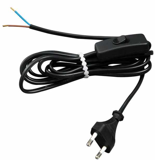 VÄLIKYTKINJOHTO VALAISIMELLE 2+0,5 m MUSTA - Pistorasiat, haaroittimet ja kytkimet - 6438140994066 - 1