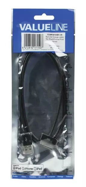 DATA- JA LATAUSKAAPELI 1M MUSTA - Puhelimet ja puhelintarvikkeet - 5412810171507 - 2