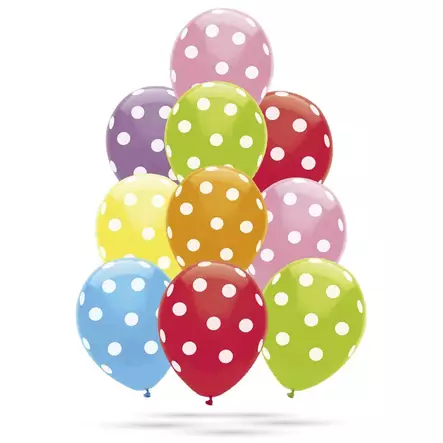 Ilmapallo pilkut 30cm 10kpl - Vappukoristeet ja -tarvikkeet - 6410416345987 - 1