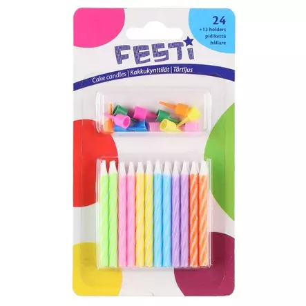 Kakkukynttilät 24kpl - Vappukoristeet ja -tarvikkeet - 6410416339627 - 1