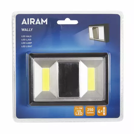 LED-VALAISIN WALLY 2x3W COB LED 250lum PARISTOKÄYTTÖINEN SEINÄVALO AIRAM - Seinävalaisimet - 6435200225917 - 1