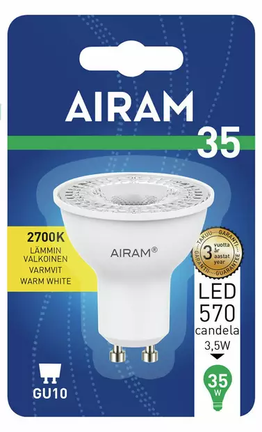 LED LAMPPU PAR16 GU10 3,5W AIRAM - Lamput GU10 kanta - 6435200180797 - 1