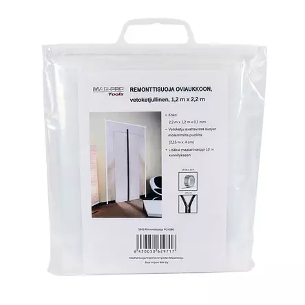 Muovinen vetoketjuovi remonttikohteisiin pölysuojaksi. - Rakennussiivous ja suojaus - 6430050629717 - 1