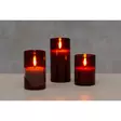 Lasikynttilät 3 kpl 3D Milton pun. - LED-kynttilät - 6410416482347 - 1