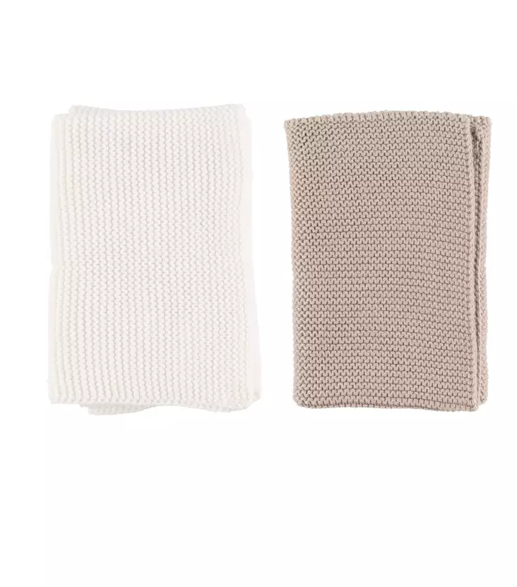  4Living Kestoliina 2 kpl beige valkoinen 25x25 cm=20 - Keittiöpyyhkeet - 6410416140377 - 1