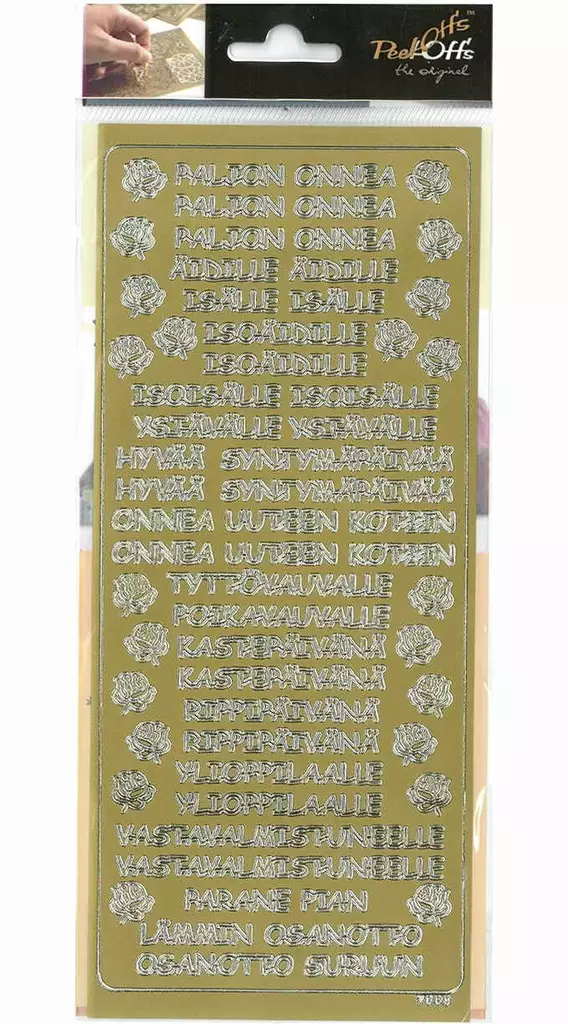 ÄÄRIVIIVATARRA TEKSTILAJ. KULTA - Tarrat ja kiiltokuvat - 6417715093007 - 1