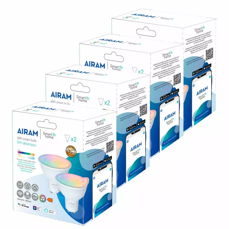 Älylamppu Smart PAR16 827-865 RGB GU10 4x2kpl Airam SmartHome - Lamput GU10 kanta - 6435200289667 - 1