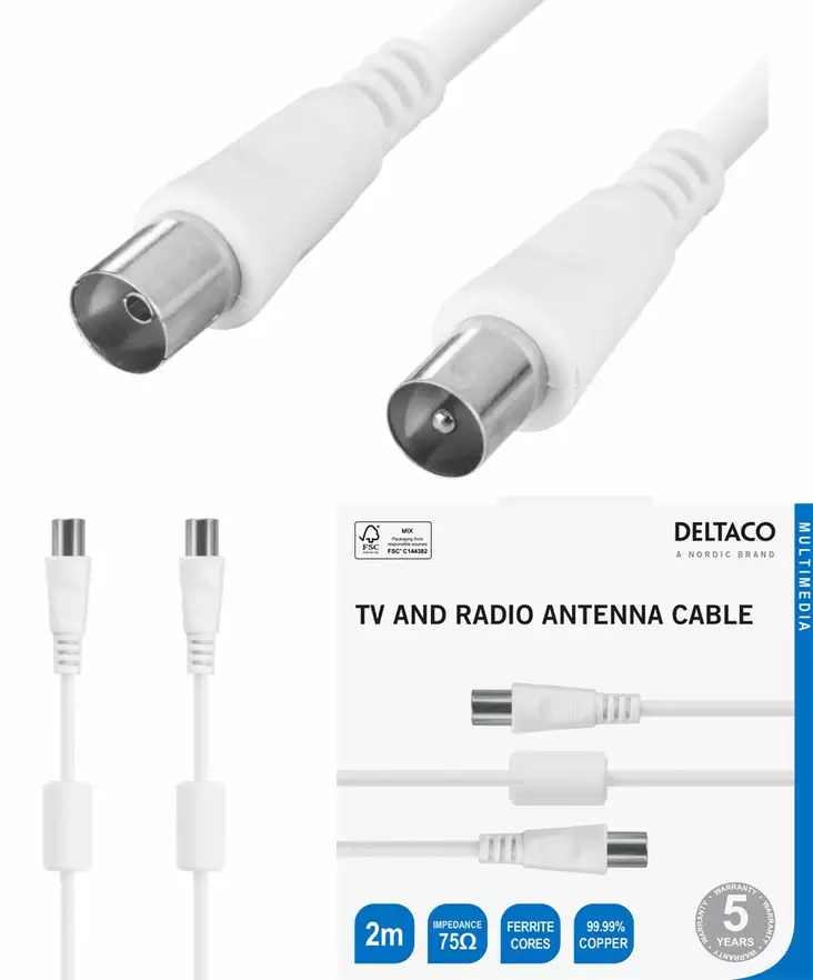 Antennikaapeli deltaco uros naaras tv kaapeli - Antennit ja antennitarvikkeet - 7333048051127 - 1