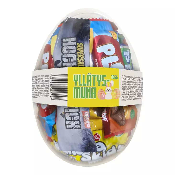 Yllätysmuna Ert 169g sis kääremakeisia - Suklaamunat ja pääsiäisherkut - 6420900009547 - 1