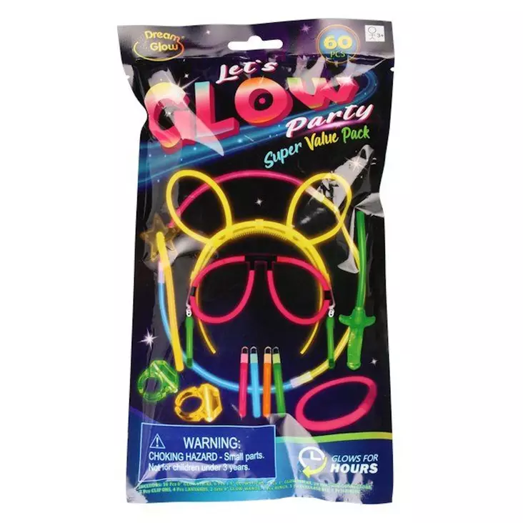 Glow party value pack pimeässä hohtava 60kpl - Halloween koristeet ja -tarvikkeet - 6410416332727 - 1