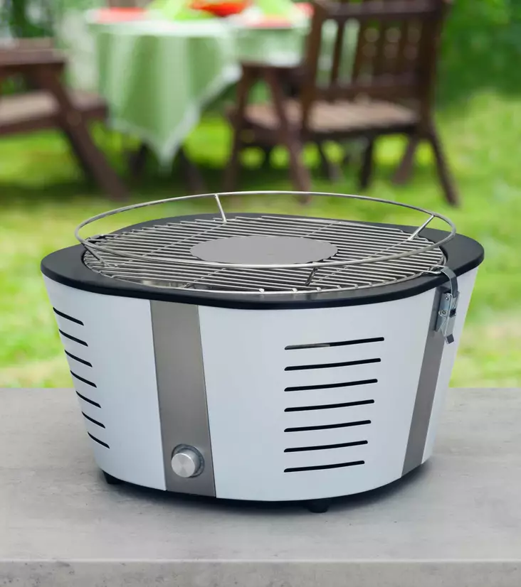 HIILIGRILLI SAVUTON PENNY VALKOINEN MUSTANG - Hiiligrillit ja pallogrillit - 6410413128347 - 1