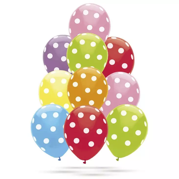 Ilmapallo pilkut 30cm 10kpl - Vappukoristeet ja -tarvikkeet - 6410416345987 - 1