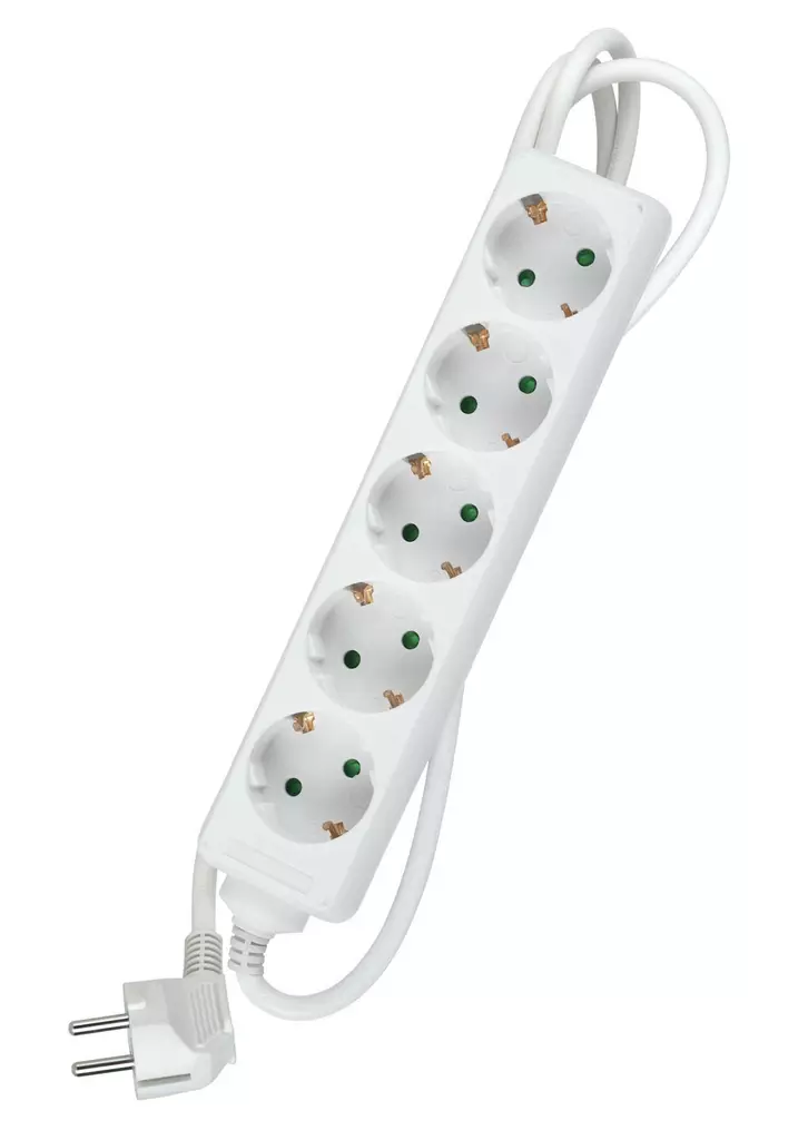 Sis=C3=A4jatkojohto valkoinen 5 osainen jatkojohto - Jatkojohdot, kaapelikelat ja tarvikkeet - 6435200256157 - 1
