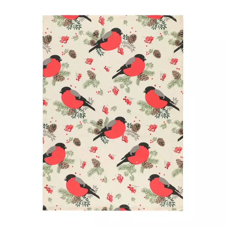 Keittiöpyyhe Punatulkku 50x70 cm - Joulun keittiötarvikkeet - 6410416511887 - 1