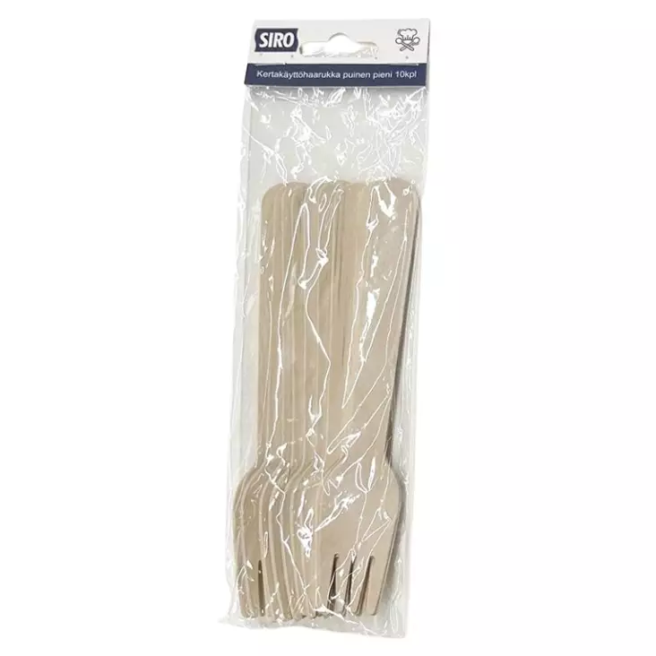 Kertakäyttöhaarukka 10kpl puinen - Kertakäyttöaterimet - 6438168116037 - 1