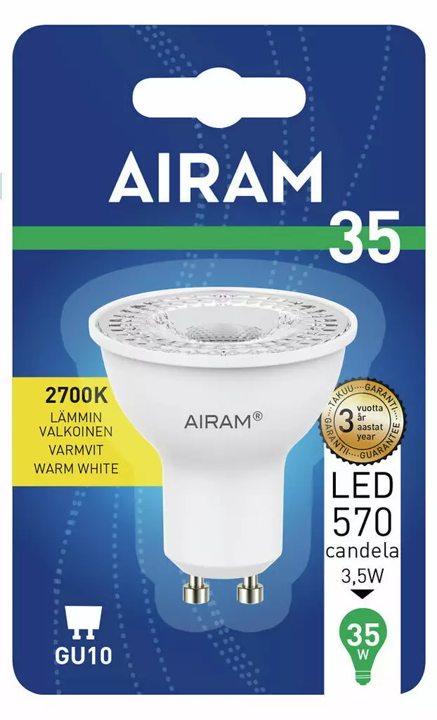 LED LAMPPU PAR16 GU10 3,5W AIRAM - Lamput GU10 kanta - 6435200180797 - 1