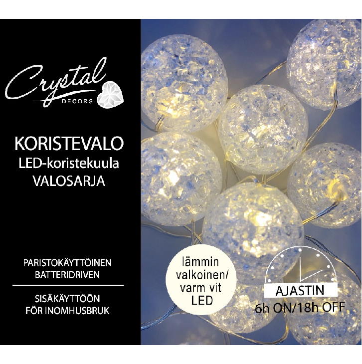 LED MARMORIKUULA 10xled - Valosarjat paristokäyttöiset - 6438159119337 - 1