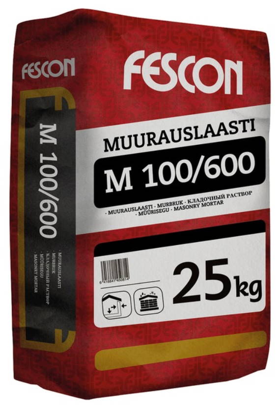 MUURAUSLAASTI M100/600 25 KG FESCON - Betonit, sementit ja laastit - 6416841530387 - 1