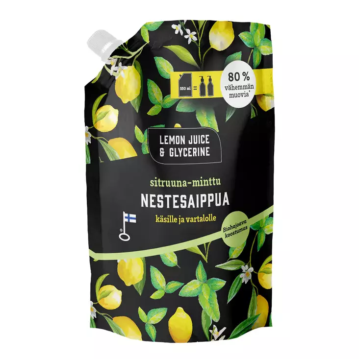LJG Nestesaippua 550ml sitruuna-minttu - Käsisaippuat - 6414400240487 - 1