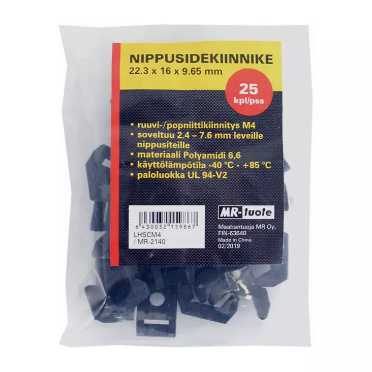 NIPPUSIDEKIINNIKE MAX. 7.6 MM/M4, 25 KPL - Kutistesukat, nippusiteet ja kiinnikkeet - 6430032159867 - 1