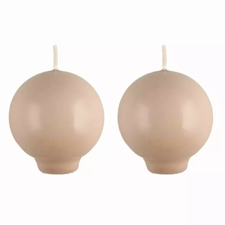 Pallokynttilä jalallinen 2 kpl beige - Pallokynttilät ja pöytäkynttilät - 6410416186047 - 1