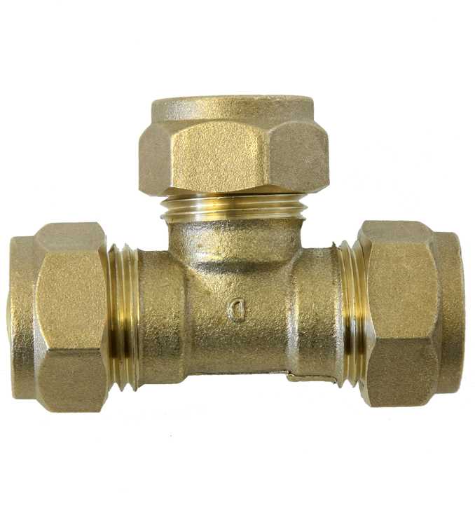 PUSERRUS T-LIITIN 10 MM OPAL MESSINKI - Käyttövesiliittimet ja tarvikkeet - 6413820150307 - 1