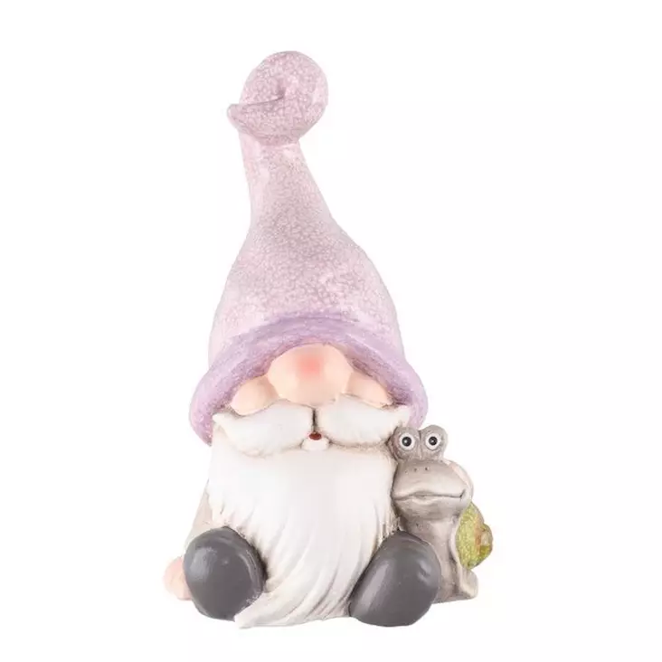 Puutarhatonttu istuva 26cm violetti - Puutarhakoristeet - 6410416461717 - 1