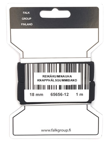 REIK=C3=84KUMINAUHA 18 MM MUSTA - Ompelulangat ja ompelutarvikkeet - 7316710063987 - 0
