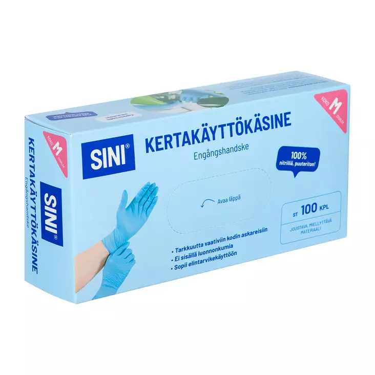 KERTAKÄYTTÖKÄSINE NITRIILI M 100 KP SINI - Suojakäsineet ja suojavälineet - 6423800321627 - 1
