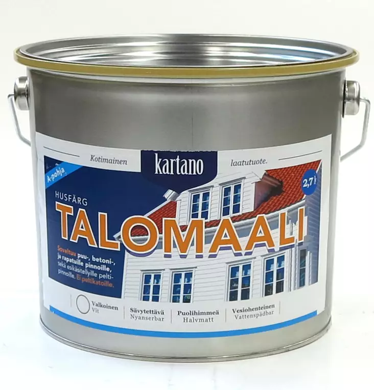 Talomaali 2,7L valkoinen vesiohenteinen Kartano - Ulkomaalit - 6438168098067 - 1