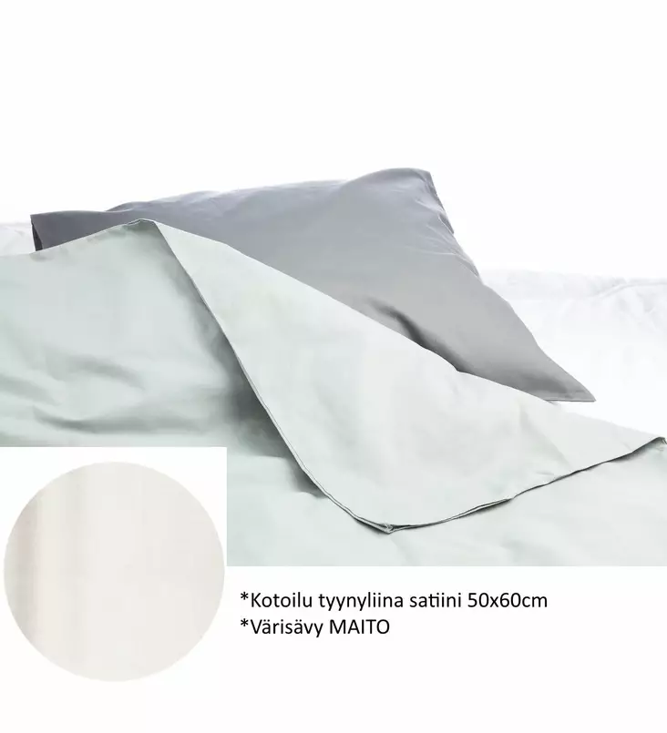 TYYNYLIINA SATIINI 50x60cm Maito - Pussilakanat, petivaatteet ja tyynyt - 6438014222837 - 1