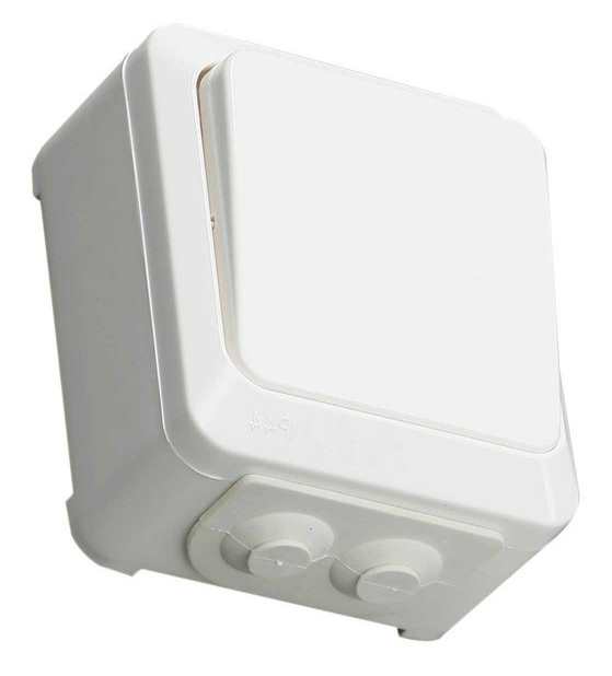 VALOKYTKIN 1-NAPAINEN/ 6-PORRAS PINTA-ASENNETTAVA VALKOINEN - Pistorasiat, haaroittimet ja kytkimet - 6438140922267 - 2