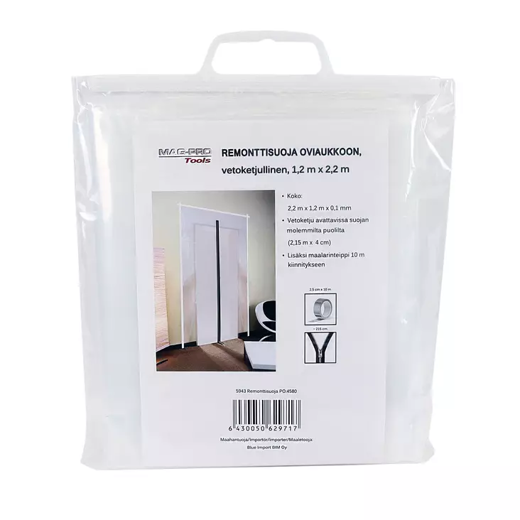 Muovinen vetoketjuovi remonttikohteisiin pölysuojaksi. - Rakennussiivous ja suojaus - 6430050629717 - 1