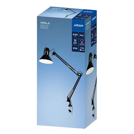 Venla pöytävalaisin E27 musta Airam - Lamput E27 kanta - 6435200151988 - 2