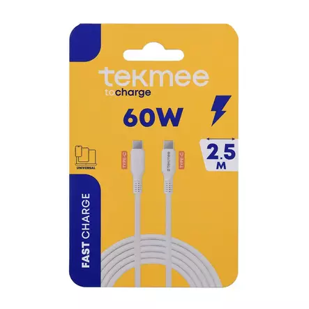 Tekmee latausjohto 2,5m 60W pika - Puhelimet ja puhelintarvikkeet - 3661075376468 - 1