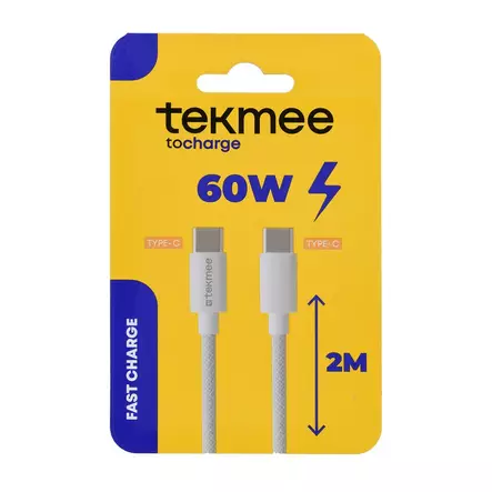 TEKMEE latausjohto 2M 60W USB-C - Laturit, kaapelit ja varavirtalähteet - 3661075409098 - 1
