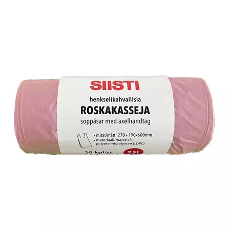 Roskakassi 25l 20kpl pinkki 20mic - Roskapussit - 6438506017248 - 1