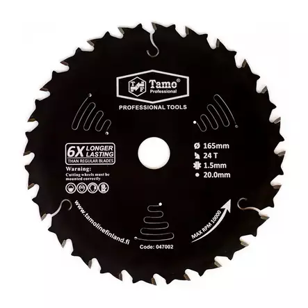 Pyörösahanterä Tamo 165x20mm 24T purku - Sirkkelinterät - 6420613777948 - 1
