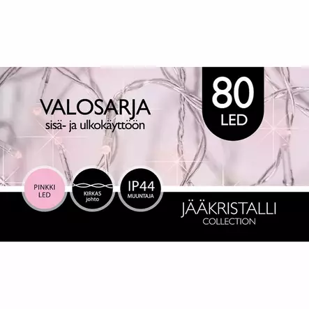 ULKOVALOSARJA LED 80Led Pinkki - Valosarjat verkkovirta - 6438159119498 - 1