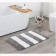 Kylpyhuonematto 50 x 80cm harmaa valkoinen raita - Kylpyhuonematot - 6438159369688 - 2