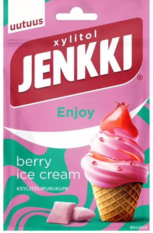 Jenkki Ksylitolipurukumi Berry Ice Cream - Makeiset ja naposteltavat - 6420256911938 - 1