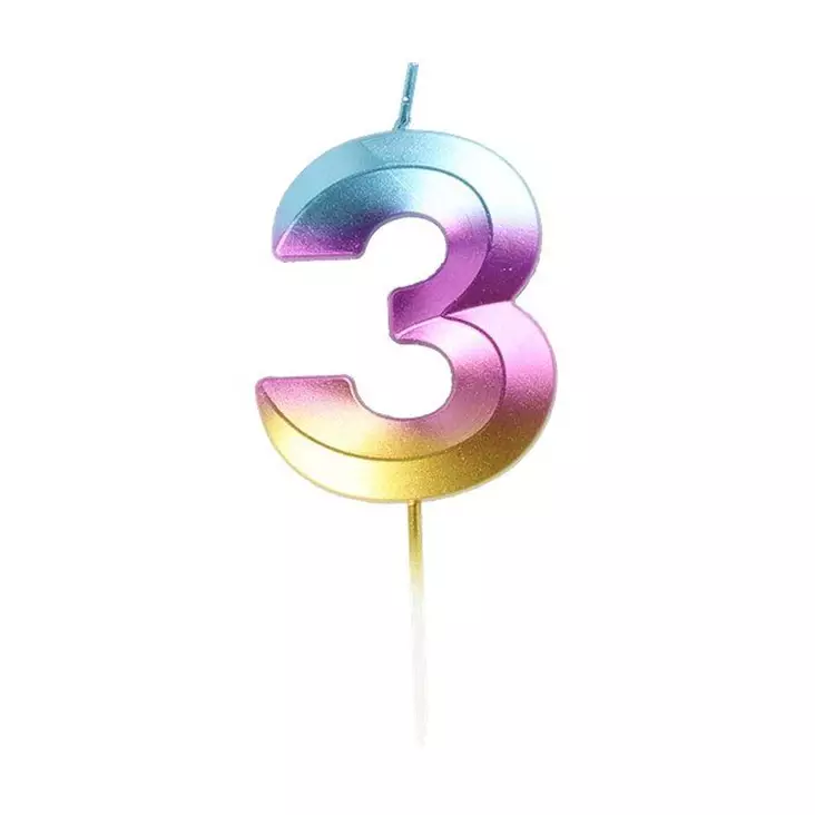 Kakkukynttilä numero 3 - Juhlakoristeet ja -tarvikkeet - 6410416186238 - 1