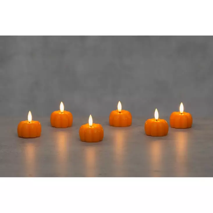 Halloween LED kurpitsa 3D liekillä 5,5x6cm - Halloween koristeet ja -tarvikkeet - 6410416305318 - 1